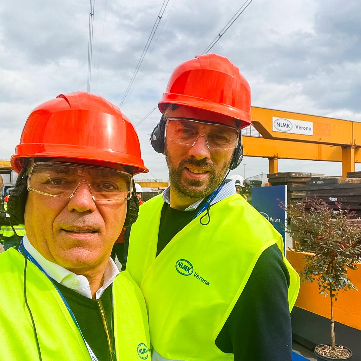 Sidertaglio Lamiere's visit to NLMK Verona: steel innovation. Roberto and Alessandro Callegari